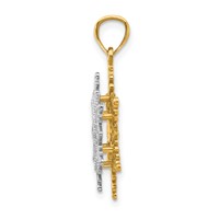 14K Two-tone Polished and Textured 2-Level Snowflake Pendant view 2
