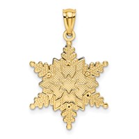 14K Two-tone Polished and Textured 2-Level Snowflake Pendant view 3
