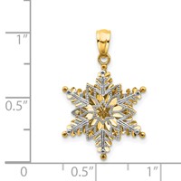 14K Two-tone Polished and Textured 2-Level Snowflake Pendant view 4