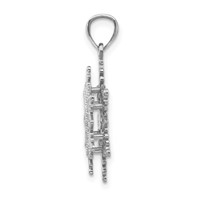 14K White Gold Polished and Textured 2-Level Snowflake Pendant view 2