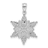14K White Gold Polished and Textured 2-Level Snowflake Pendant view 3