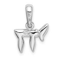 14K White Gold Polished Chai (Life) Pendant view 3