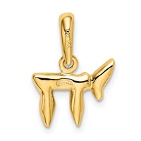 14K Yellow Gold Polished Chai Pendant view 3