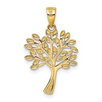 14K and White Rhodium Diamond-cut Tree Pendant view 3