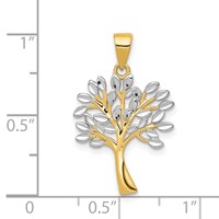 14K and White Rhodium Diamond-cut Tree Pendant view 4