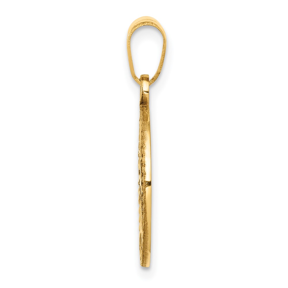 14K Gold Polished Small Tree of Life in Round Pendant (K5277)
