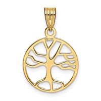 14K Yellow Gold Gold Polished Small Tree of Life in Round Pendant view 3