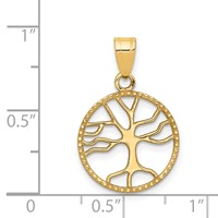 14K Yellow Gold Gold Polished Small Tree of Life in Round Pendant view 4