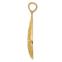14K Polished and Textured Filigree Teardrop Pendant view 2