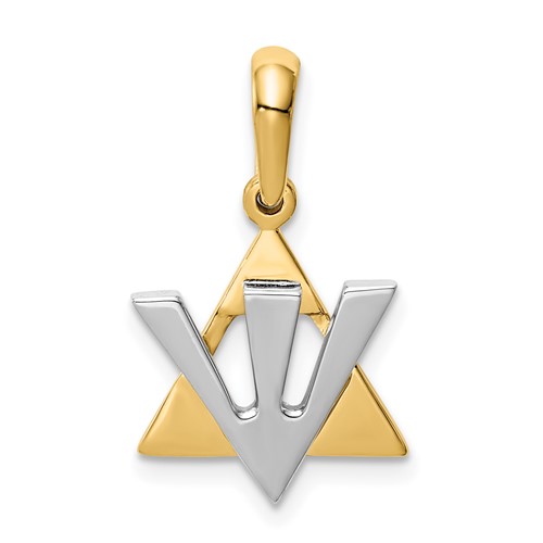 14K Two-tone Star of David Charm with Shin Symbol