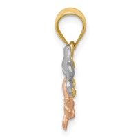 14K Tri-Color Plumeria Flower Pendant view 2