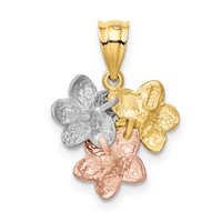 14K Tri-Color Plumeria Flower Pendant view 3