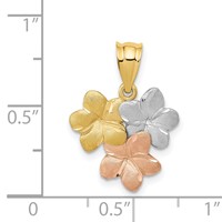 14K Tri-Color Plumeria Flower Pendant view 4