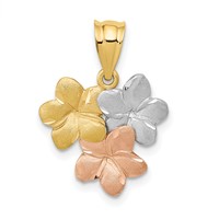 14K Tri-Color Plumeria Flower Pendant view 1