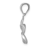 14K Yellow Gold Dipped in White Rhodium Satin Diamond-cut Plumeria Charm view 2