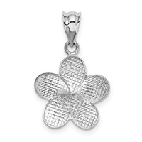 14K Yellow Gold Dipped in White Rhodium Satin Diamond-cut Plumeria Charm view 3