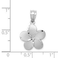 14K Yellow Gold Dipped in White Rhodium Satin Diamond-cut Plumeria Charm view 4