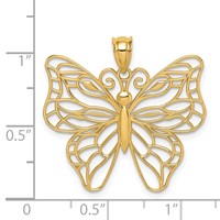 14K Yellow Gold Polished Large Filigree Butterfly Pendant view 4
