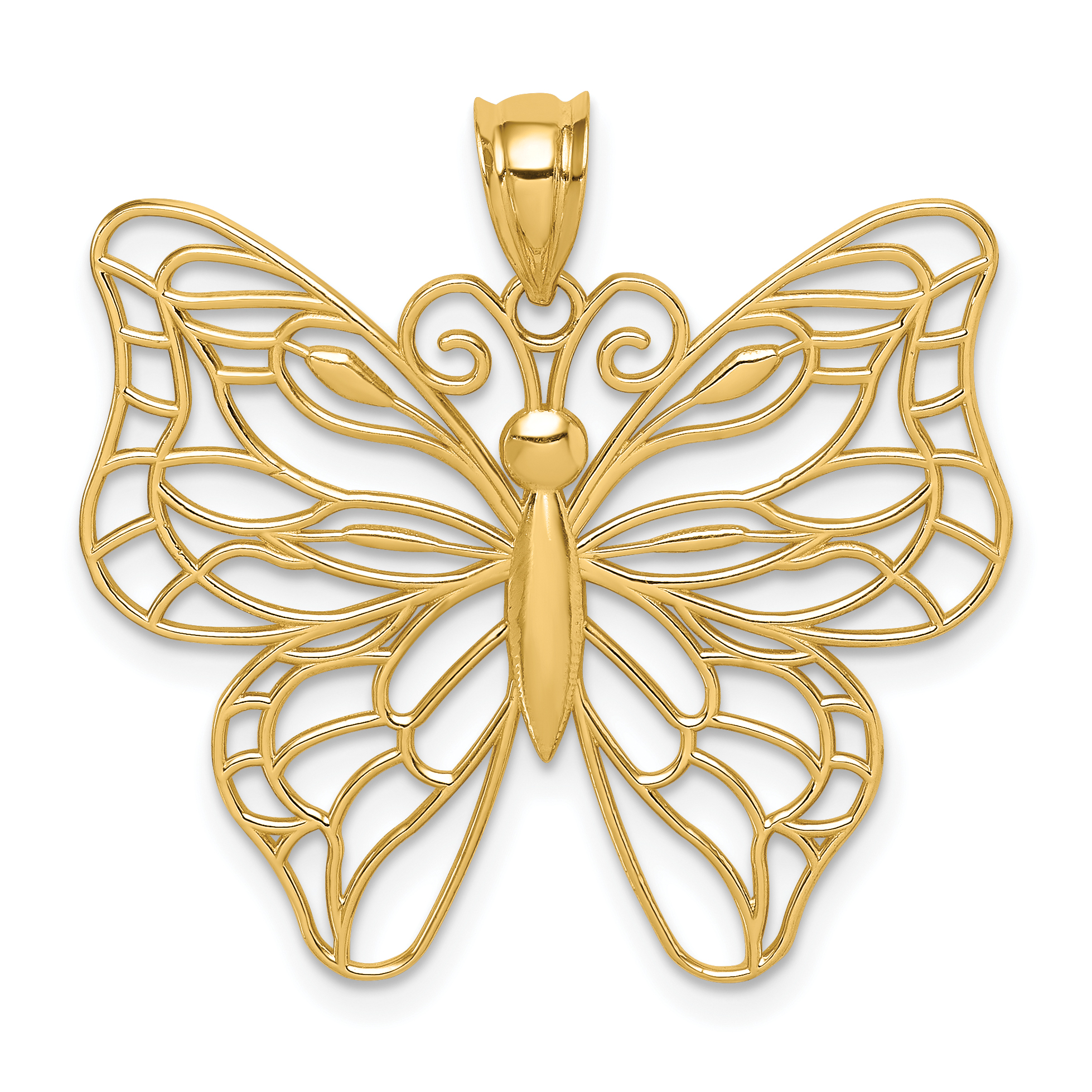 14k Polished Large Butterfly Pendant (K5328)