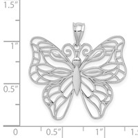 14K White Gold Polished Large Filigree Butterfly Pendant view 3