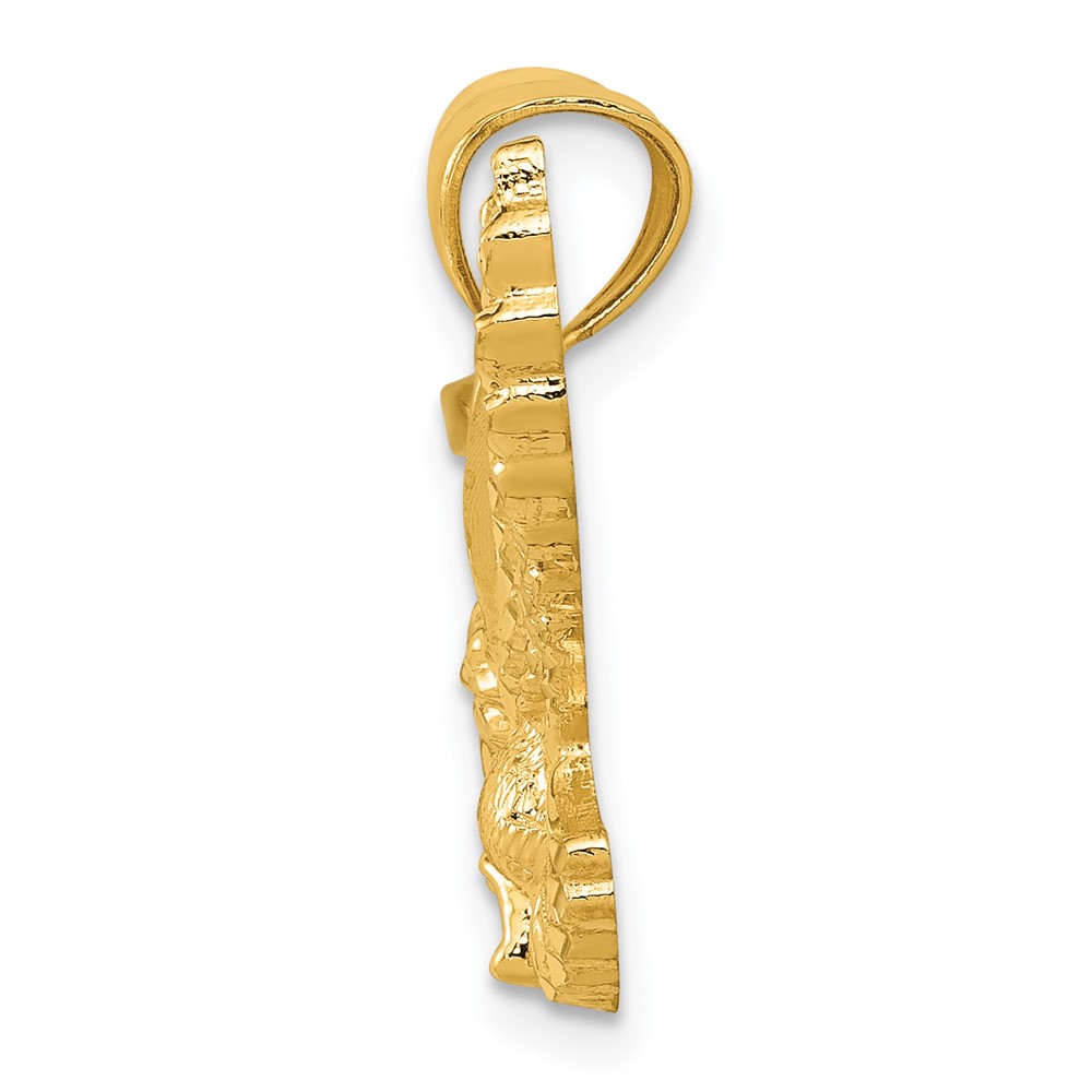 14k Gold Polished and Textured Eagle Pendant (K5336)