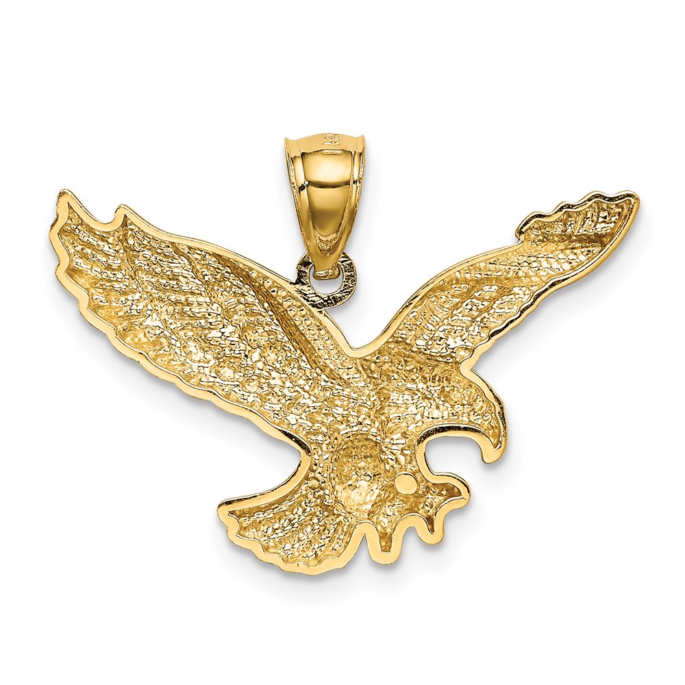 14k Gold Polished and Textured Eagle Pendant (K5336)