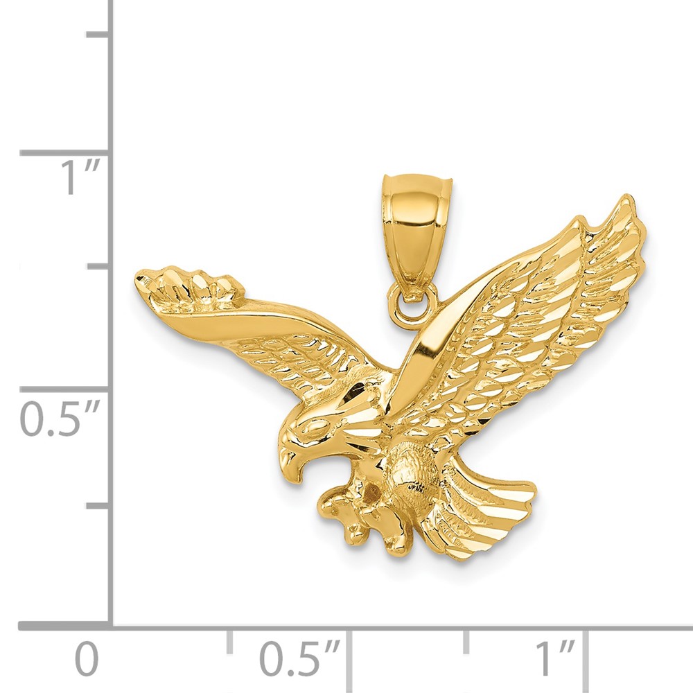 14k Gold Polished and Textured Eagle Pendant (K5336)