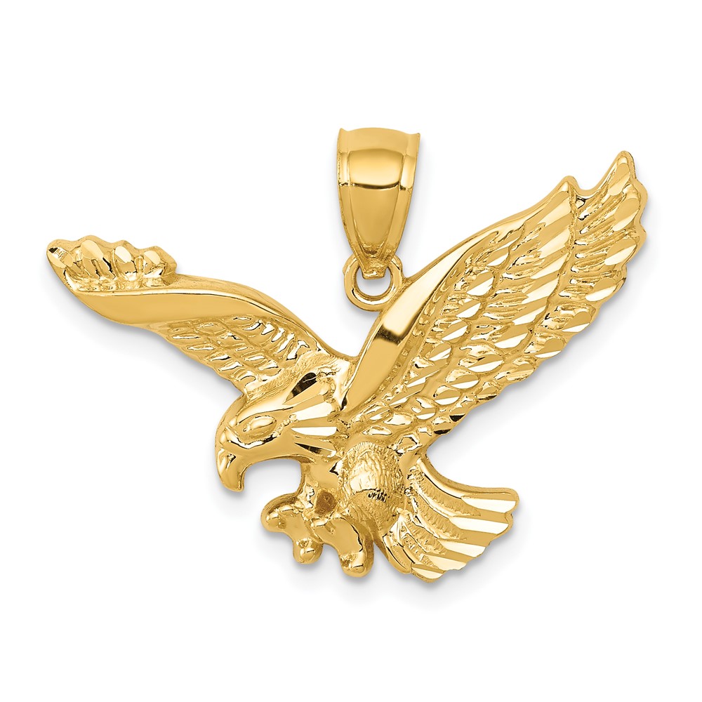 14k Gold Polished and Textured Eagle Pendant (K5336)