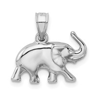 14K White Gold 3-D Polished Elephant Pendant view 3