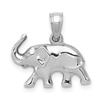 14K White Gold 3-D Polished Elephant Pendant view 1
