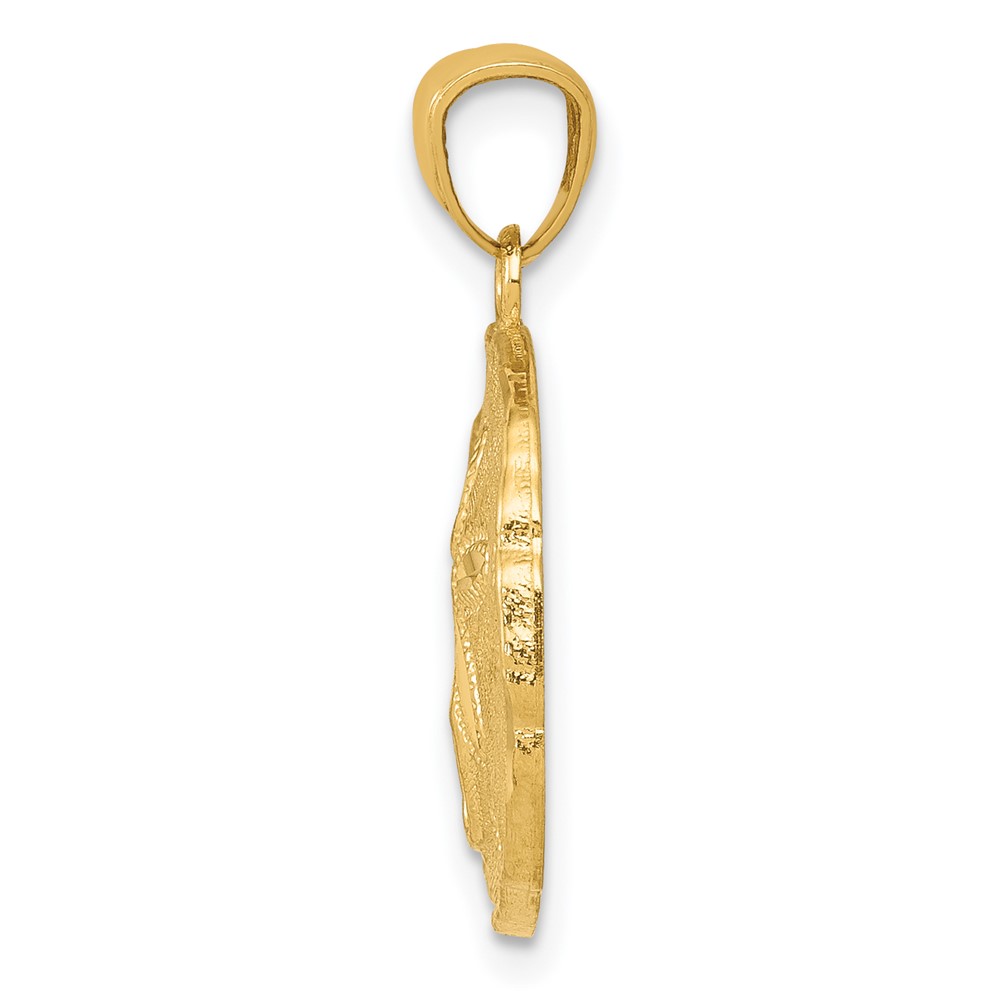 14k Gold Polished Large Sand Dollar Pendant (K5378)