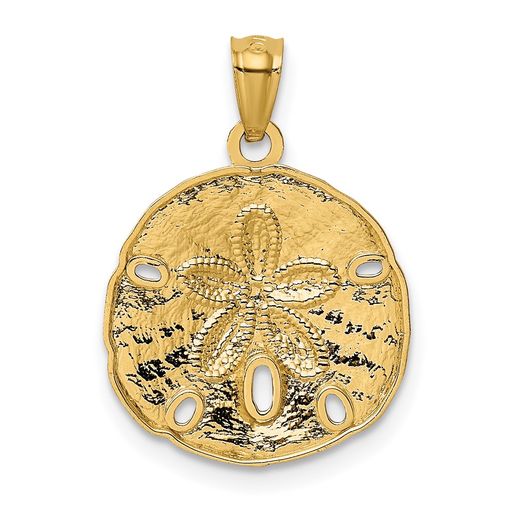 14k Gold Polished Large Sand Dollar Pendant (K5378)