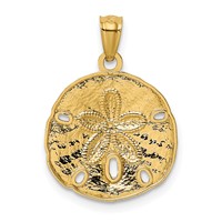 14K Yellow Gold Gold Polished Large Sand Dollar Pendant view 3