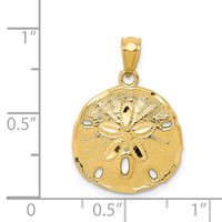 14K Yellow Gold Gold Polished Large Sand Dollar Pendant view 4