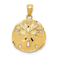 14K Yellow Gold Gold Polished Large Sand Dollar Pendant view 1