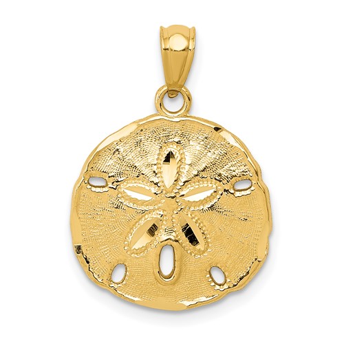 14K Yellow Gold Gold Polished Large Sand Dollar Pendant