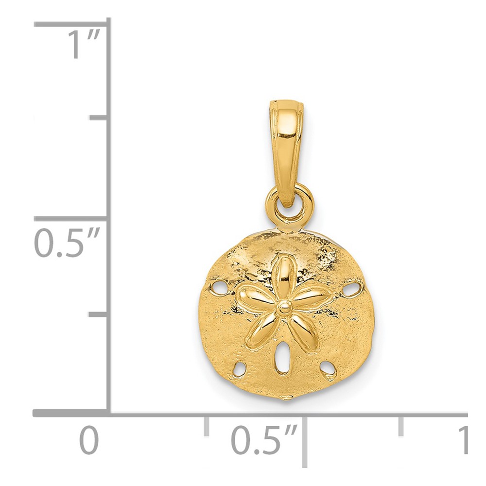 14K Gold Polished Sand Dollar Pendant (K5379)