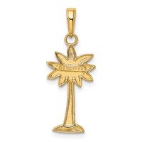 14K Yellow Gold Gold Polished and Textured 2-D Palmetto Palm Tree Pendant view 3