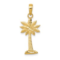 14K Yellow Gold Gold Polished and Textured 2-D Palmetto Palm Tree Pendant view 1