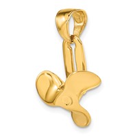 14K Yellow Gold 3-D Moveable Blade Propeller Pendant view 5