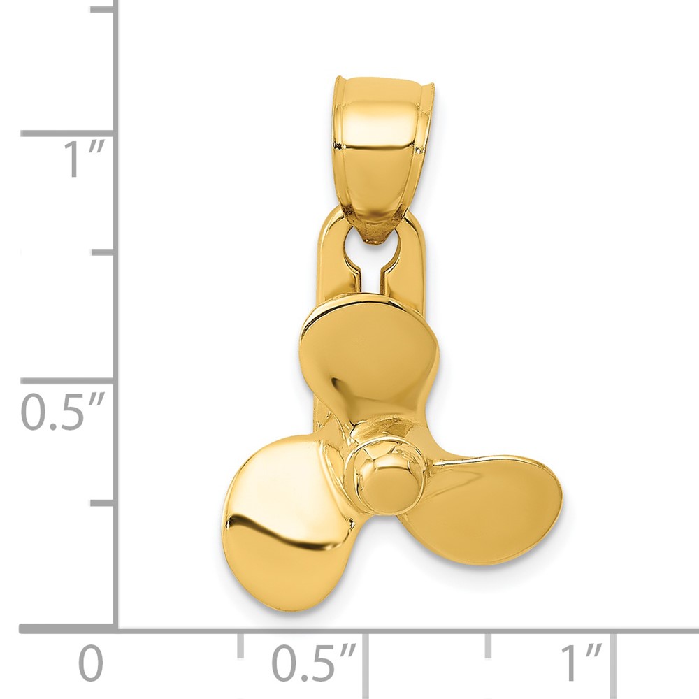 14k 3-D Moveable Blade Propeller Pendant (K5390)