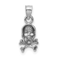 14K White Gold Skull and Crossbones Pendant view 3