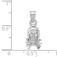 14K White Gold Skull and Crossbones Pendant view 4