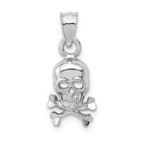 14K White Gold Skull and Crossbones Pendant view 1
