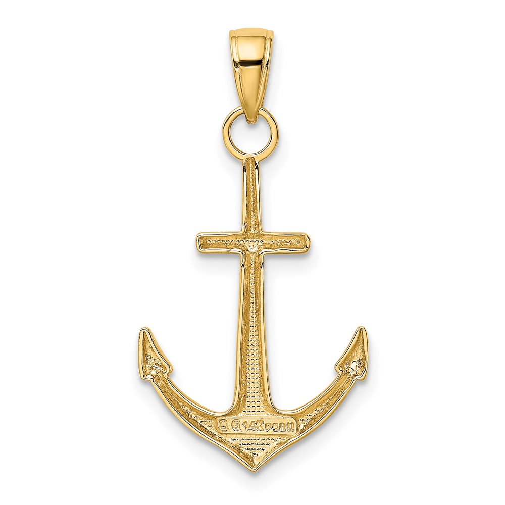 14K Gold Polished Anchor Pendant (K5394)