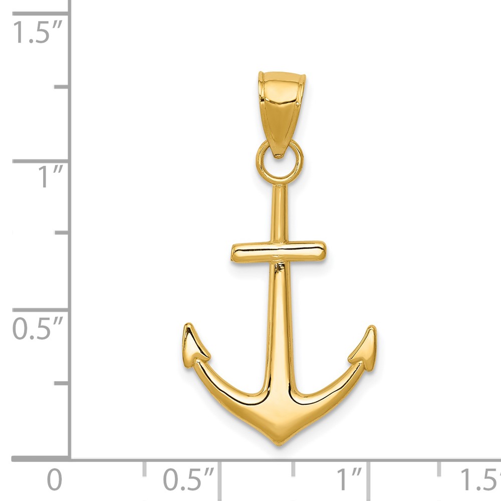14K Gold Polished Anchor Pendant (K5394)
