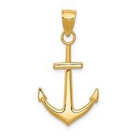 14K Yellow Gold Gold Polished Anchor Pendant view 1