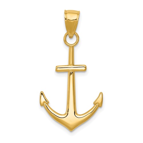 14K Yellow Gold Gold Polished Anchor Pendant