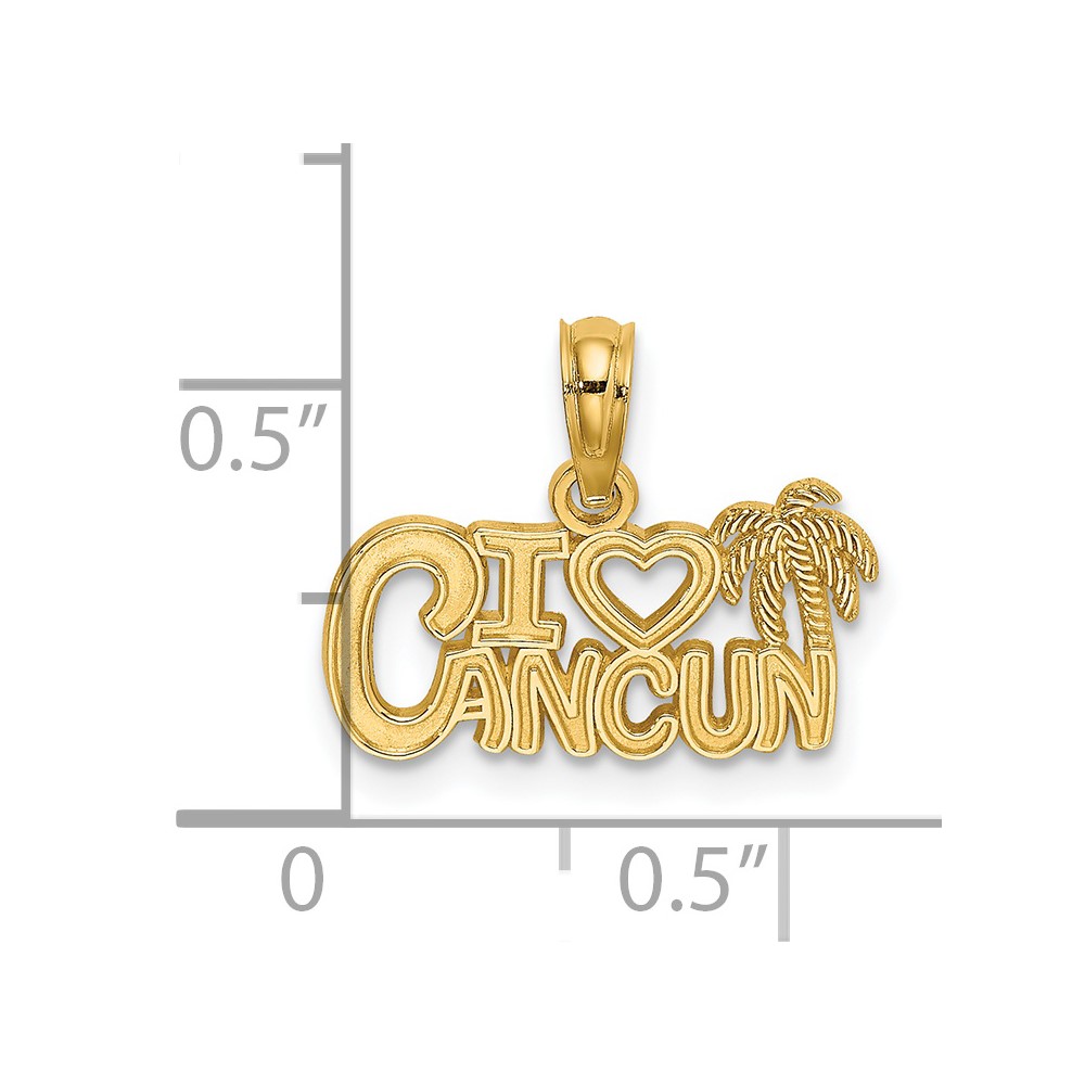 14k I HEART CANCUN Cut-out Charm (K5399)