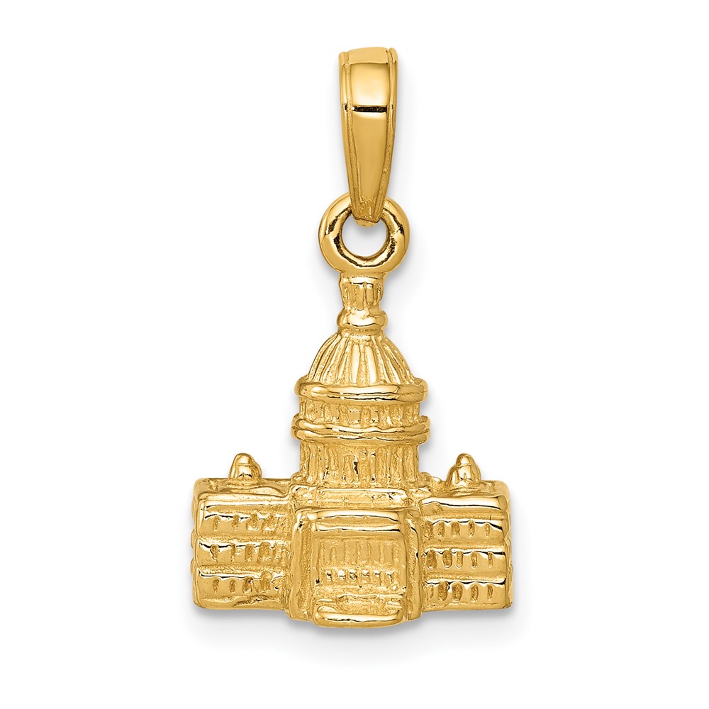 14K Yellow Gold 3-D Washington D.c. Capital Building Pendant